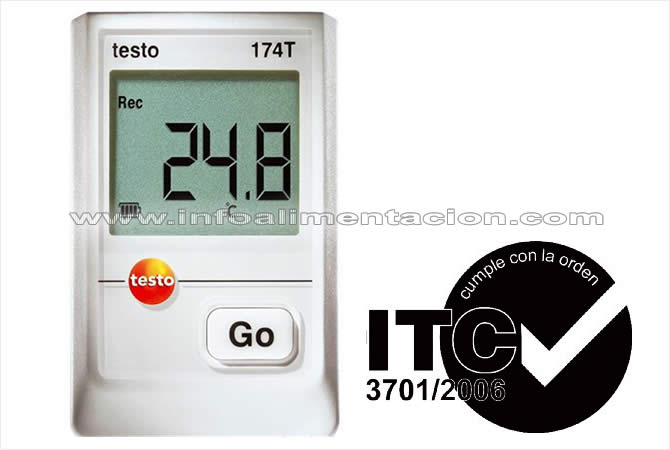 homologado para cámaras frigoríficas de alimentos. Testo 174T. Norma ITC 3701/2006